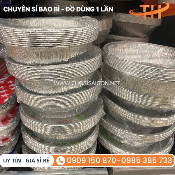 Khay nhôm giấy bạc tròn an toàn, chất lượng tốt