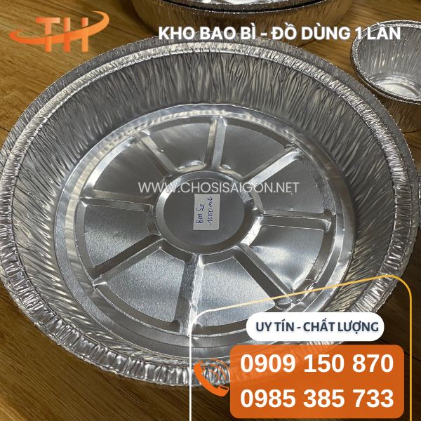 Khay nhôm tròn đựng thực phẩm, thức ăn an toàn