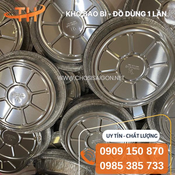 Khay nhôm tròn chịu nhiệt tốt trong lò nướng. bếp, lò vi sóng