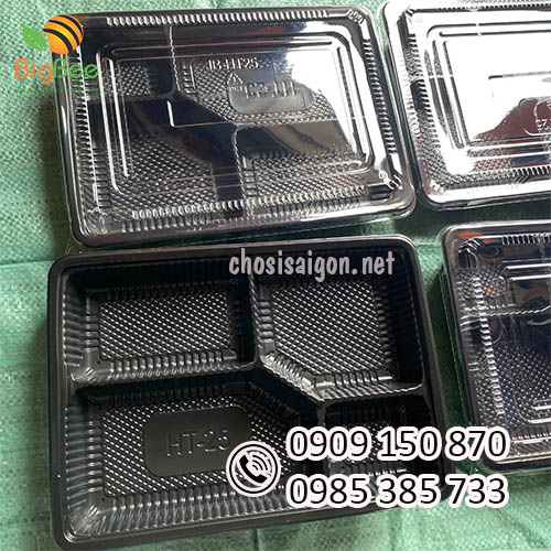 Khay nhựa đế đen 4 ngăn HT25 cao cấp, chất lượng giá sỉ rẻ