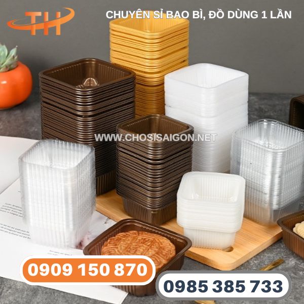 Hộp, khay nhựa nhỏ vuông đựng bánh trung thu giá sỉ rẻ