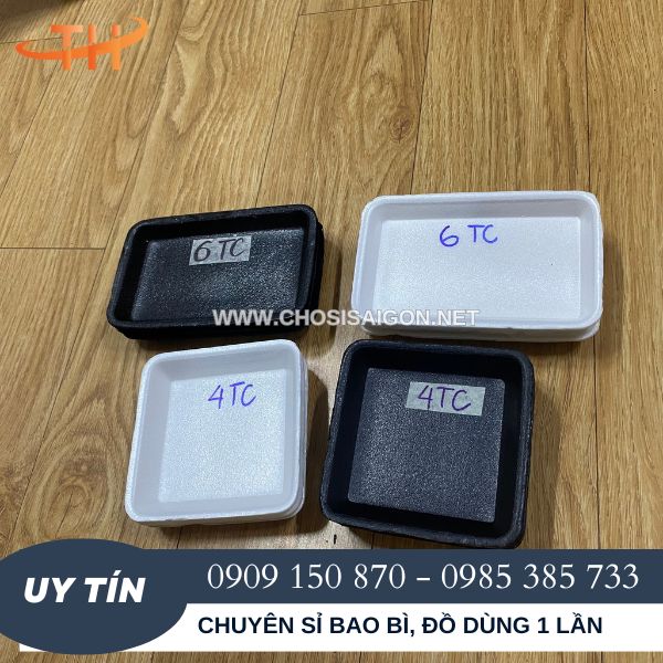 Khay xốp vuông đựng chanh 4 quả, 6 quả giá rẻ