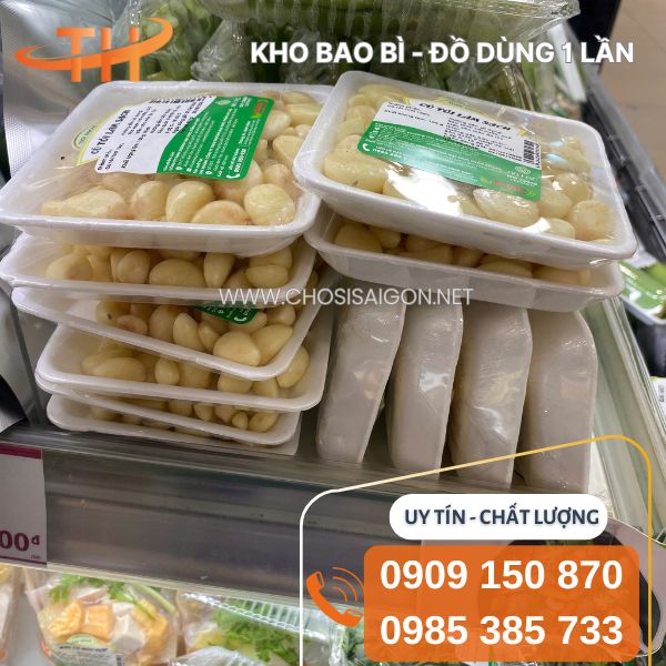 Khay xốp vuông đựng tỏi, ớt, chanh giá sỉ rẻ