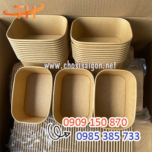 Hộp giấy chữ nhật Bento chịu nhiệt tốt giá rẻ