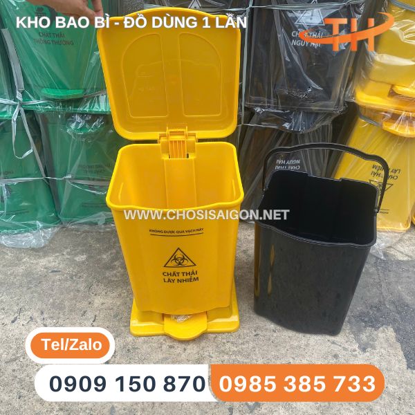 Thùng rác đạp chân in phân loại chất thải lây nhiễm sỉ lẻ