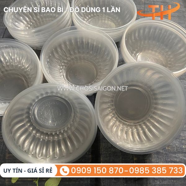 Tô nhựa sọc trắng trong không nắp giá rẻ