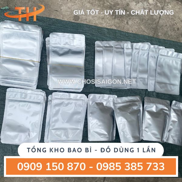 Túi zip bạc 2 mặt đáy đứng