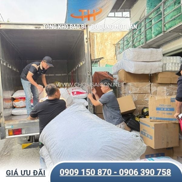 Lên hàng bao bì túi xốp 2 quai