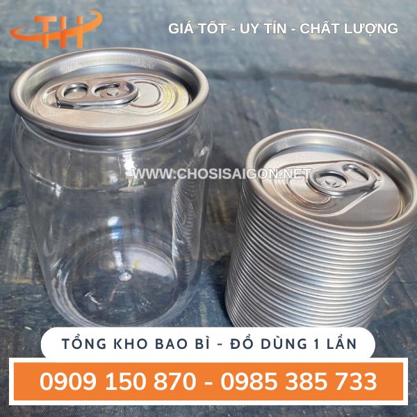 Lon nhựa PET nắp nhôm xé giá sỉ rẻ