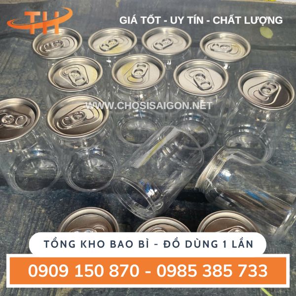 Lon nhựa pet nắp nhôm bật đa dạng dung tích