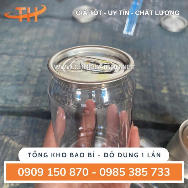 Lon nhựa pet nắp nhôm bật, dày dặn, cứng cáp