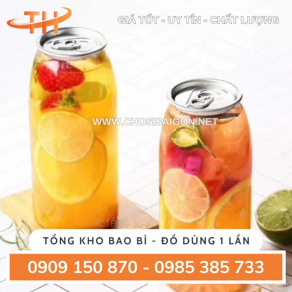 Lon nhựa pet nắp nhôm bật giá rẻ đựng thức uống