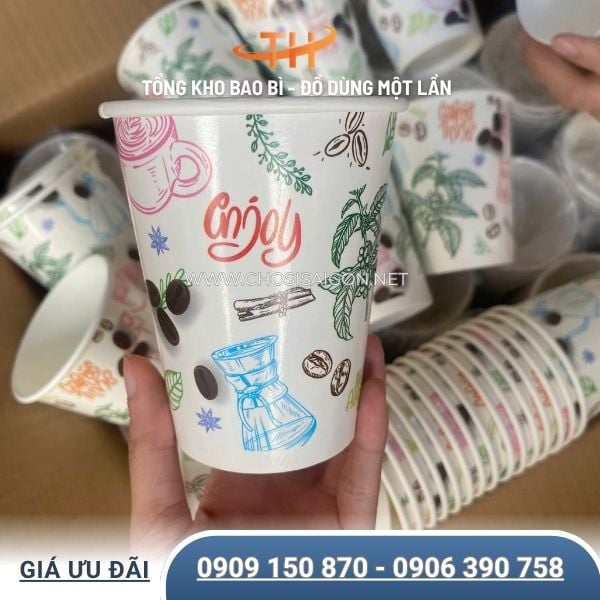 Ly giấy 9oz (270ml) đựng cafe, sữa hạt sỉ rẻ tại TP.HCM