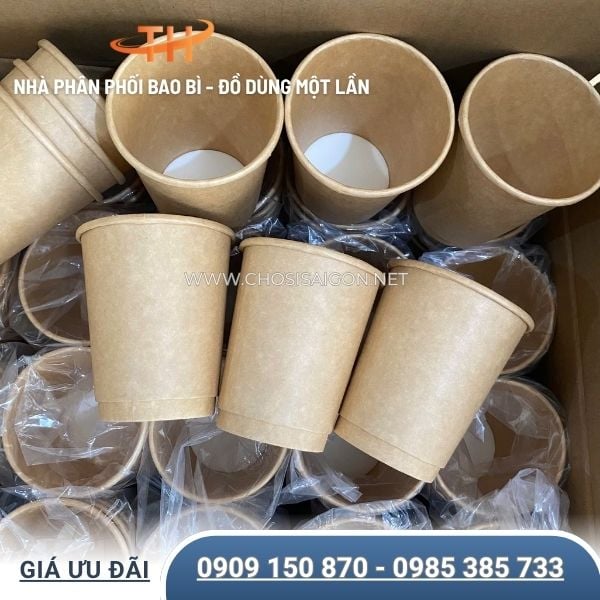 Ly giấy nóng kraft nâu chịu nhiệt tốt