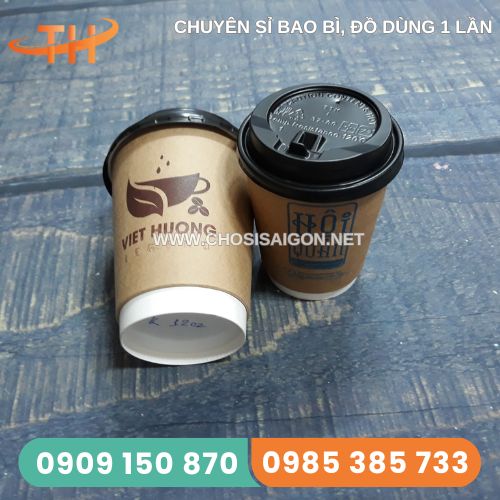 Cốc giấy kraft 12oz (400ml) dùng 1 lần