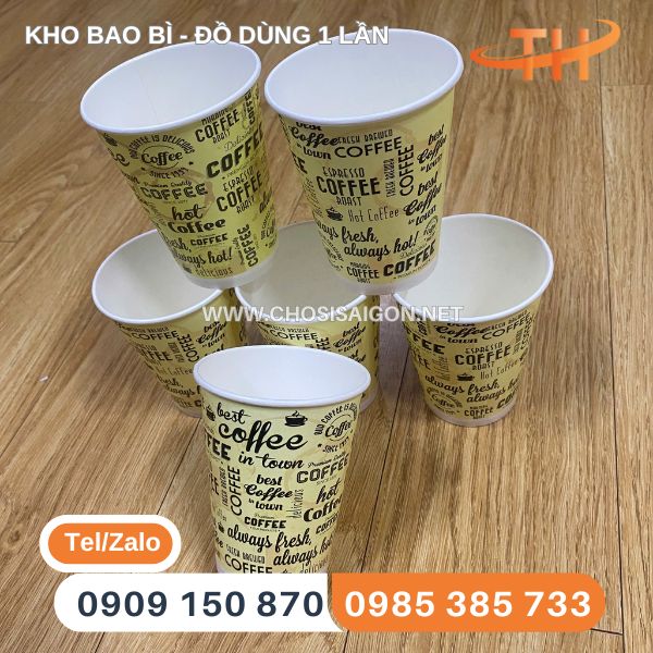 Ly giấy 9oz in logo theo yêu cầu sỉ rẻ