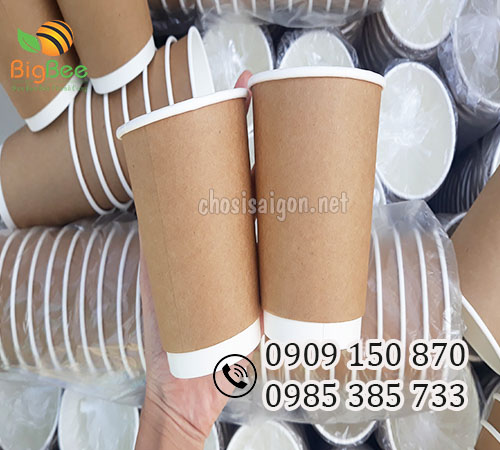 Ly giấy kraft nâu 16oz (500ml) đựng thức uống nóng