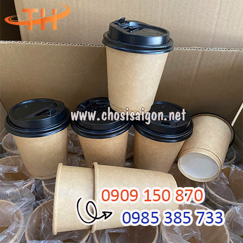 Ly giấy kraft 9oz có nắp đậy giá rẻ