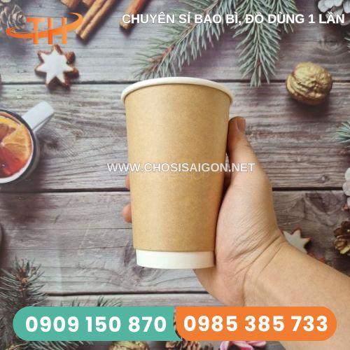 Ly giấy kraft 16oz an toàn, thân thiên môi trường