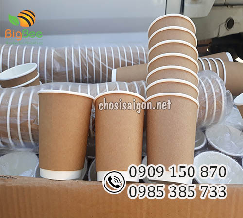 Ly (cốc) giấy dùng 1 lần chịu nhiệt nâu kraft giá sỉ rẻ