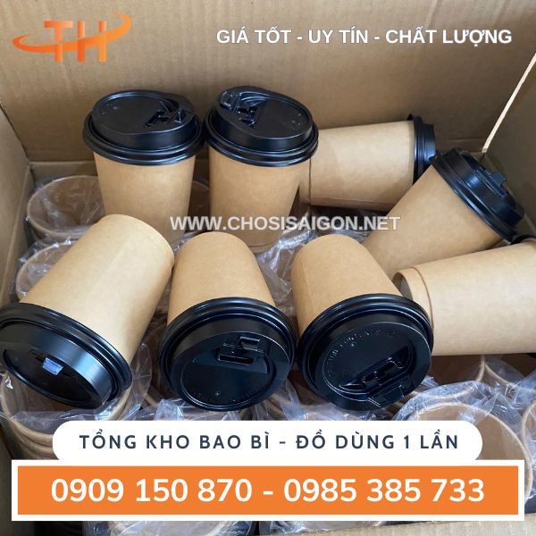 Ly giấy kraft có nắp đựng cafe giá rẻ