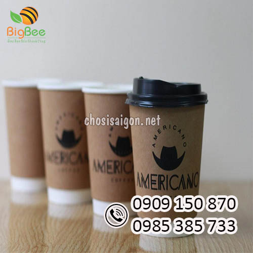 Sỉ rẻ ly giấy kaft nâu in logo đựng cafe