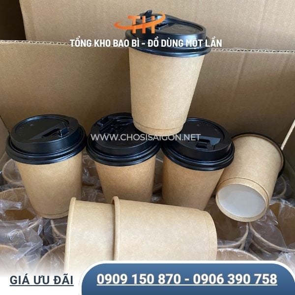 Ly giấy nâu kraft chịu nhiệt tốt 9oz giá sỉ rẻ