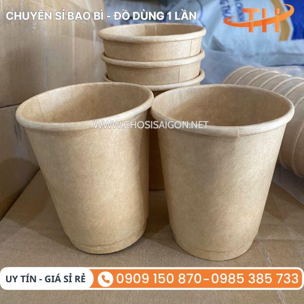 Ly giấy nâu kraft 9oz chịu nhiệt tốt