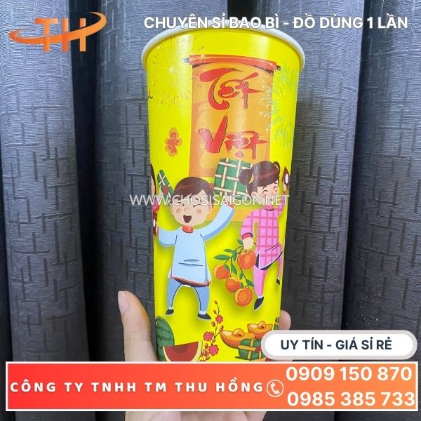 Ly giấy Tết dùng 1 lần cho cửa hàng thức uống giá rẻ