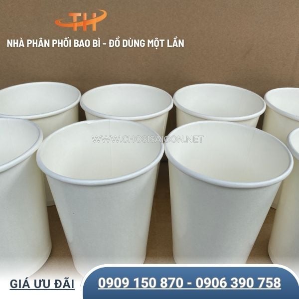 Ly giấy trắng 14oz đựng cafe, trà, nước ép