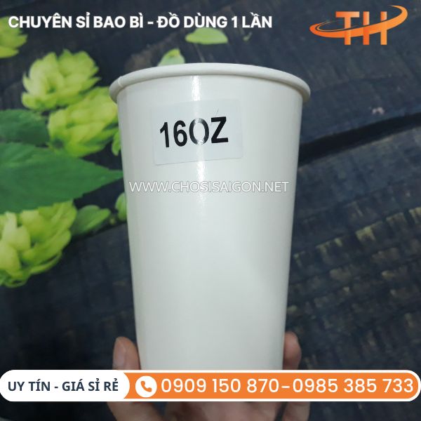 Ly giấy 16oz trắng trơn