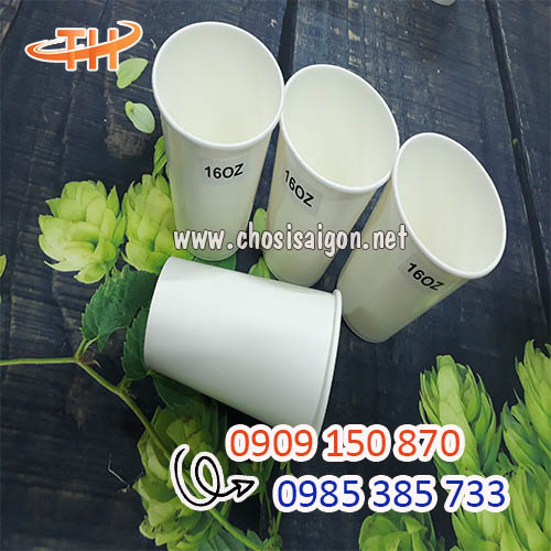 Ly giấy 16oz trắng trơn giá sỉ rẻ