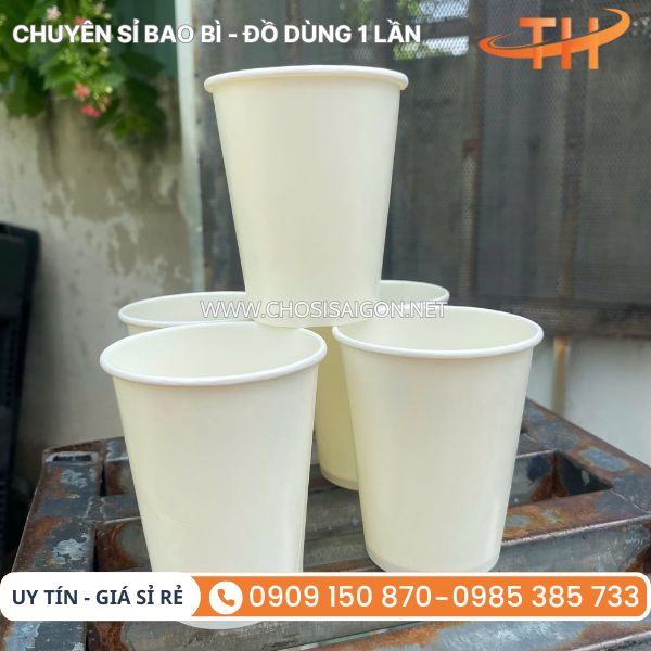 Ly giấy trắng trơn an toàn 9oz
