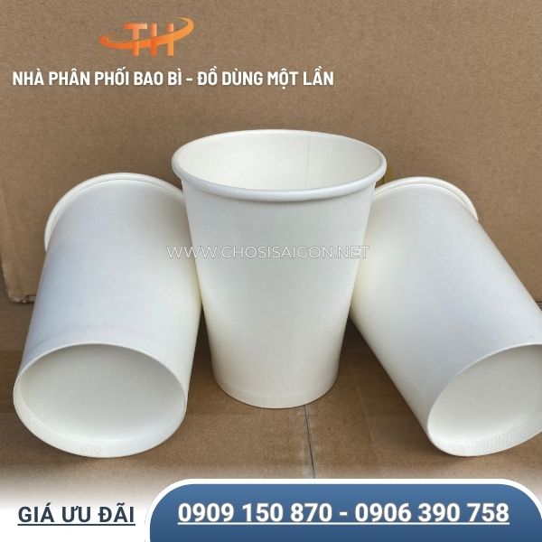 Ly giấy trắng trơn dùng 1 lần tiện lợi