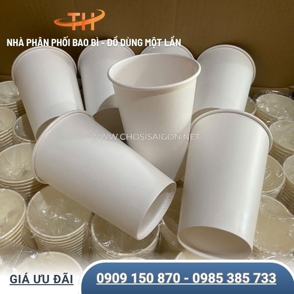 Ly giấy trắng trơn dùng 1 lần