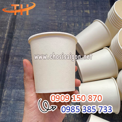 Ly giấy trắng trơn dùng 1 lần sỉ rẻ
