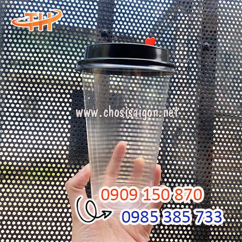 Ly nhựa 500ml nắp tim dùng 1 lần giá sỉ rẻ