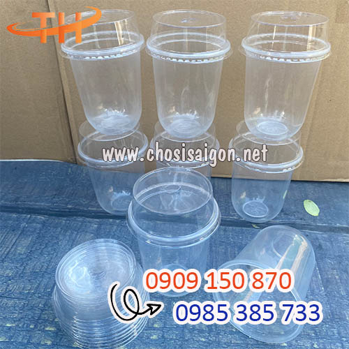 Ly nhựa đáy bầu 500ml nắp vuông giá xưởng rẻ