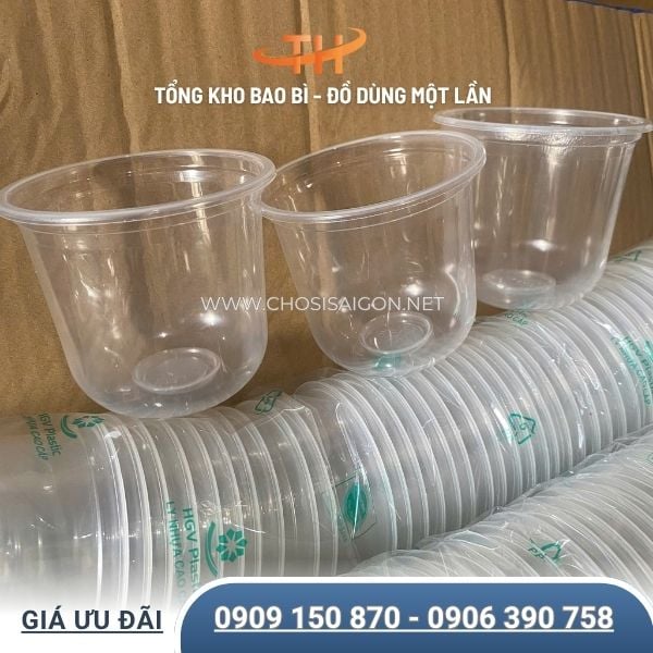 Ly nhựa đáy bầu PP đựng cafe, thức uống, topping