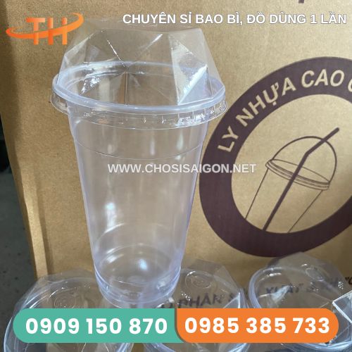 Ly nhựa nắp kim cương đựng trà sữa mang đi