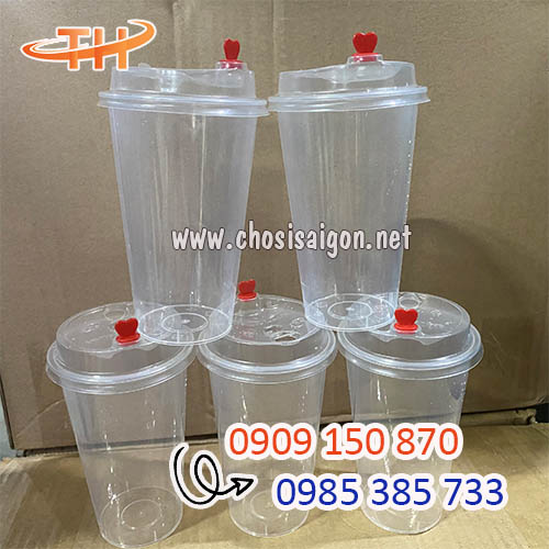 Ly nhựa 500ml nắp tim đựng trà trái cây sỉ rẻ nhất