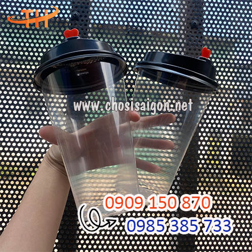 Ly nhựa 500ml nắp tim đen giá sỉ rẻ