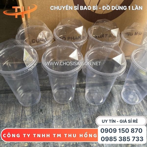 Ly nhựa trà sữa 700ml nắp kim cương giá tốt