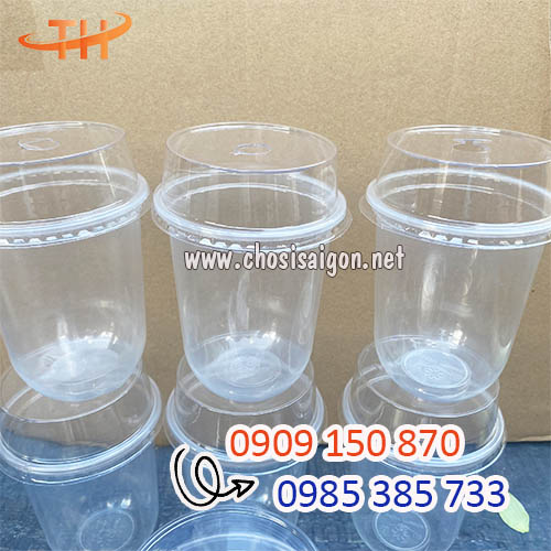 Ly nhựa size M 500ml nắp vuông sỉ rẻ tại kho