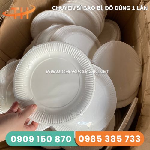 Dĩa giấy trắng 19cm thân thiện môi trường