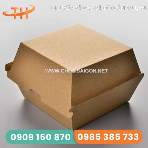 Hộp giấy kraft đựng bánh hamburger gọn nhẹ, tiện lợi