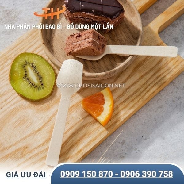Muỗng gỗ dùng cho kem, sữa chua, tráng miệng