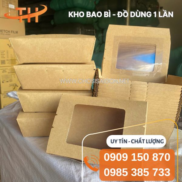 Hộp giấy kraft có cửa sổ tiện, gọn nhẹ, dùng 1 lần giá sỉ rẻ
