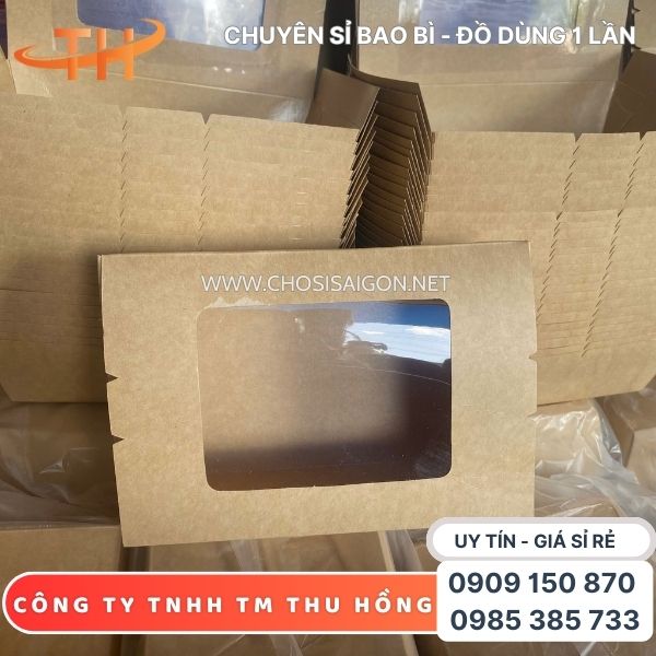 Hộp giấy kraft nắp cửa sổ an toàn, chống thấm tốt giá rẻ