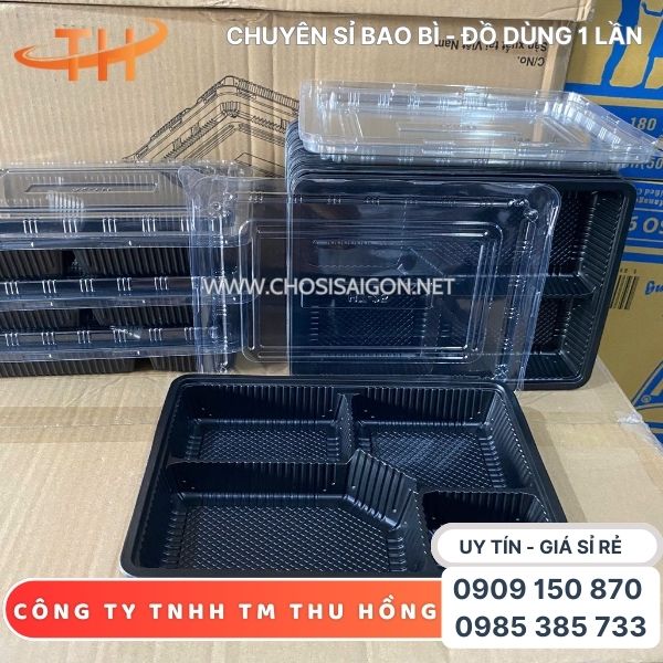 Hộp nhựa 4 ngăn cao cấp, tiện lợi, dùng 1 lần giá rẻ